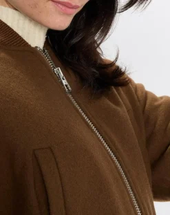 Blouson en Laine mélangée Cropped marron