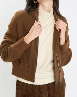 Blouson en Laine mélangée Cropped marron