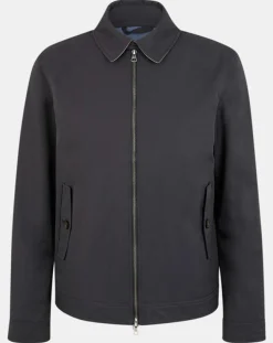 Blouson en toile uni bleu foncé