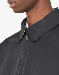 Blouson en toile uni bleu foncé