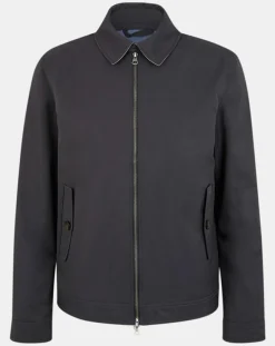 Blouson en toile uni bleu foncé