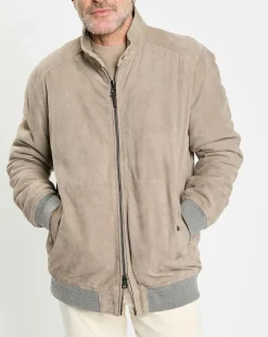 Blouson en Velours de Cuir beige