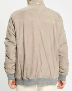 Blouson en Velours de Cuir beige