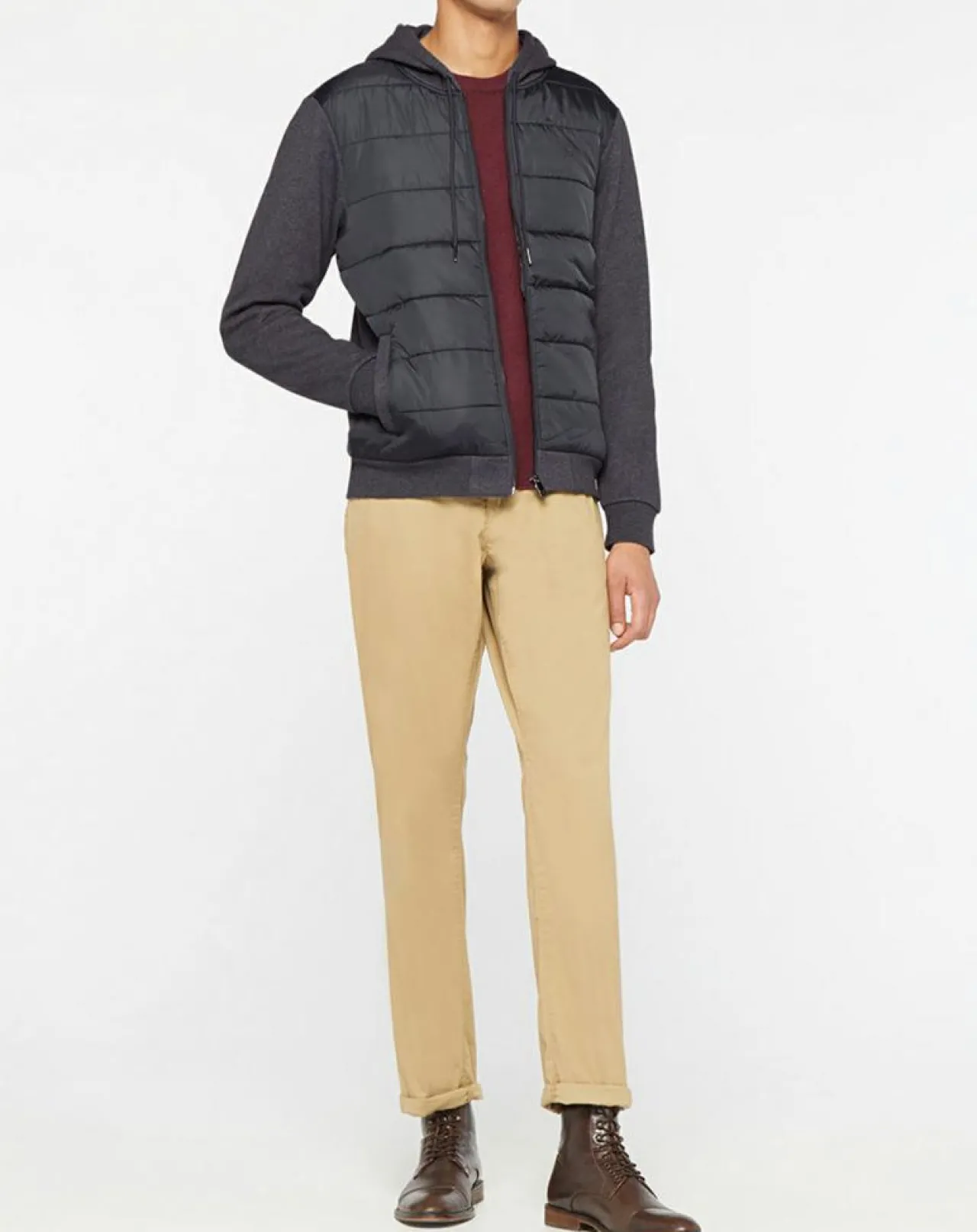 Blouson Hybride bi-matière Jersey gris