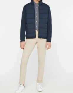 Blouson matelassé col montant bleu