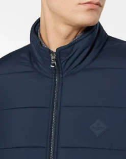 Blouson matelassé col montant bleu