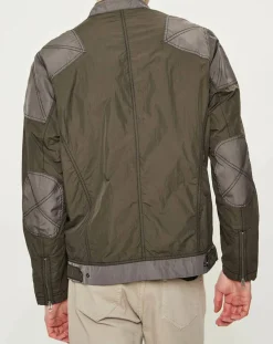 Blouson Motard Nylon marron/gris