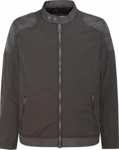 Blouson Motard Nylon marron/gris