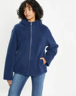 Blouson réversible en Fausse Fourrure Short Hood indigo
