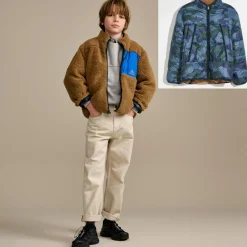 Blouson réversible fourré Herald bleu/camel