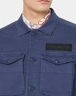 Blouson saharienne patch bleu marine