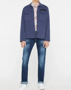 Blouson saharienne patch bleu marine