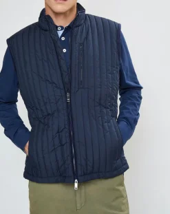 Blouson sans manches dos maille bleu