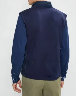 Blouson sans manches dos maille bleu