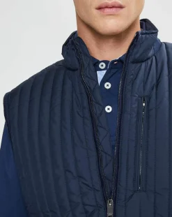 Blouson sans manches dos maille bleu