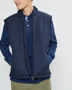 Blouson sans manches dos maille bleu