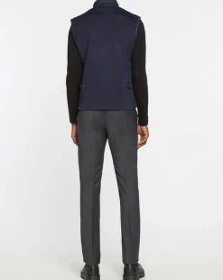 Blouson sans manches dos maille bleu