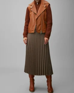 Blouson sans manches en Cuir d'Agneau marron clair