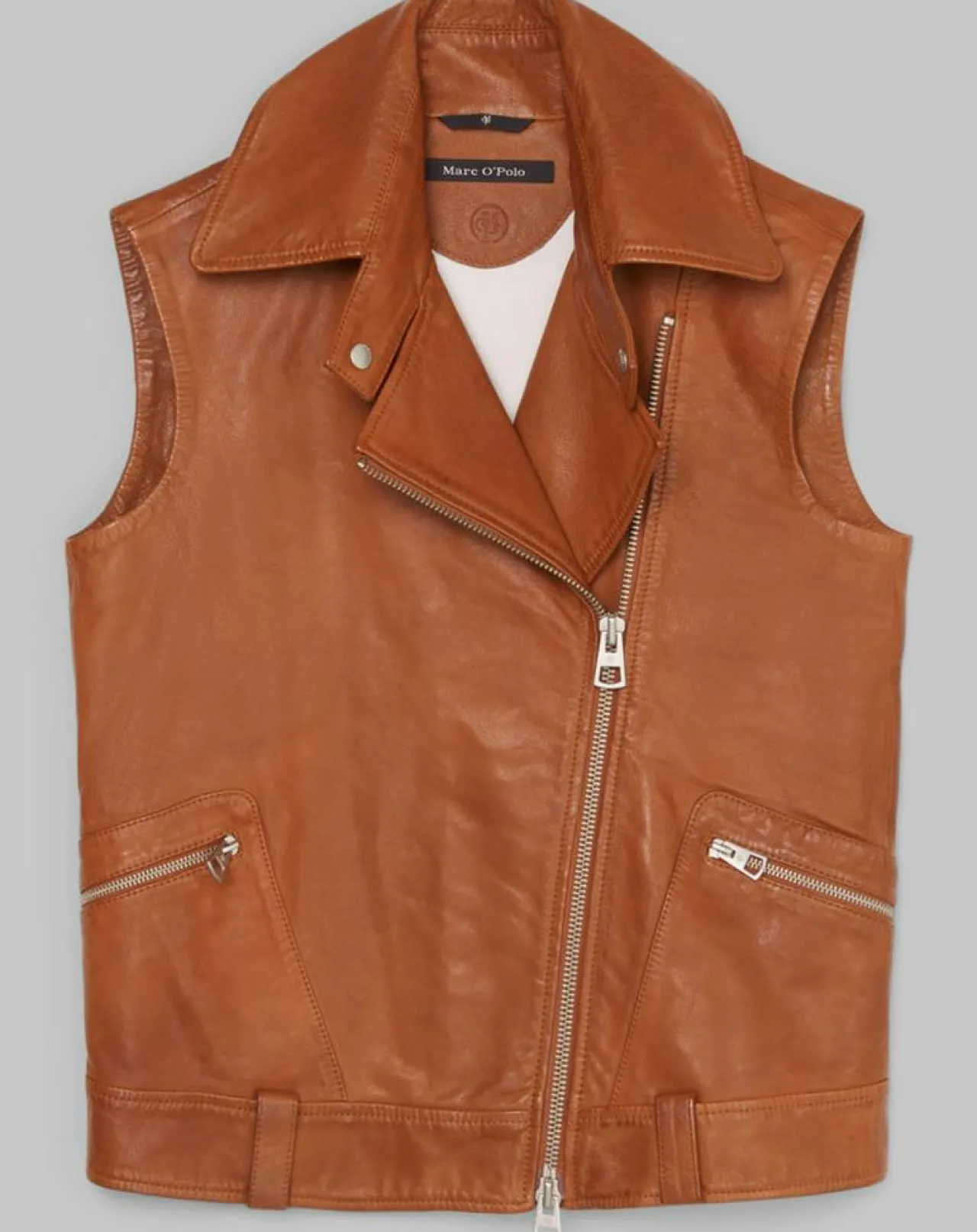 Blouson sans manches en Cuir d'Agneau marron clair