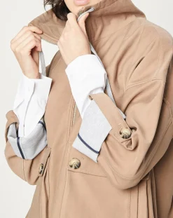 Blouson zippé à grande poche beige foncé