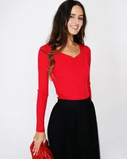 Body en Soie mélangée Madelaine rouge