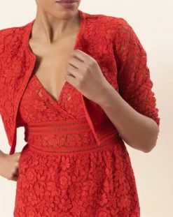 Boléro Carly à dentelle rouge