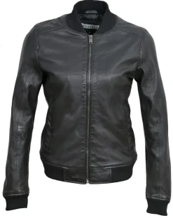 Bombers en Cuir Byfan noir