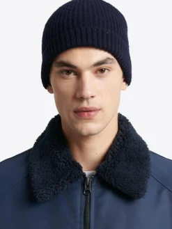 Bonnet uni en viscose mélangée bleu marine