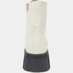 Boots à lacets semelle épaisse beiges - Talon 4,5 cm