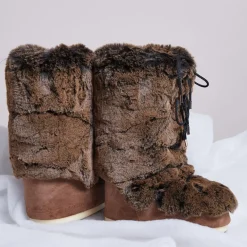 Boots Après-ski en Velours de Cuir et fausse fourrure Soft Fur marron