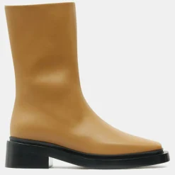 Boots en Cuir Large camel - Talon 5 cm