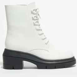Boots en Cuir Nisha blanches - Talon 7,5 cm