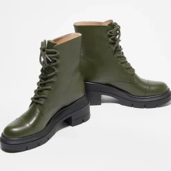 Boots en Cuir Nisha kaki - Talon 7,5 cm