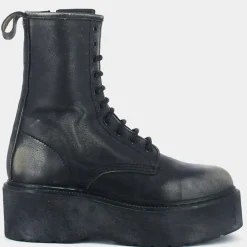 Boots en Cuir Romy effet usé grises - Talon 6 cm