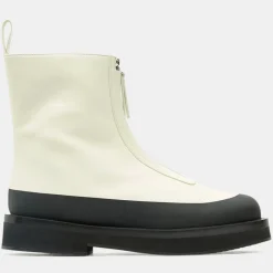 Boots en Cuir Zip écrues