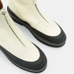 Boots en Cuir Zip écrues