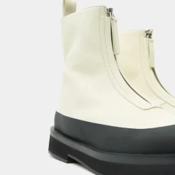 Boots en Cuir Zip écrues