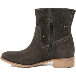 Boots en Velours de Cuir Camilla kaki