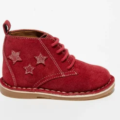 Boots en Velours de Cuir Lou bordeaux