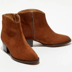 Boots en Velours de Cuir Nina marron