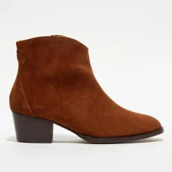 Boots en Velours de Cuir Nina marron