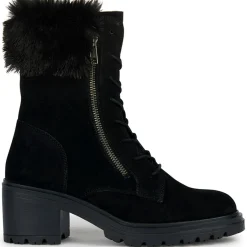 Boots en Velours de Cuir Damiana noires - Talon 6.5 cm