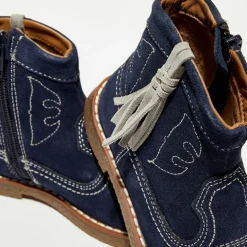 Boots en Velours de Cuir Anka marine