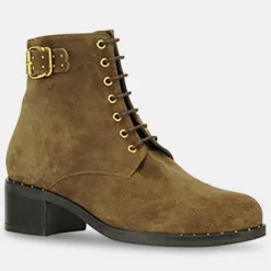 Boots en Velours de Cuir Julie marron