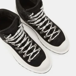 Boots en Velours de Cuir Roccia noir/blanc