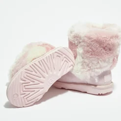 Boots fourrées Laine & Fausse Fourrure en Velours de Cuir Classic Short Patchwork Fluff rose clair