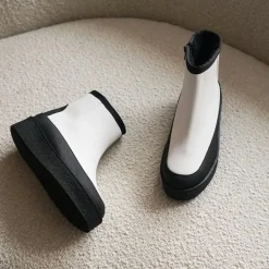 Boots fourrées Laine en Cuir Aria blanches