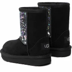Boots fourrées Laine en Velours de Cuir Glitter noires