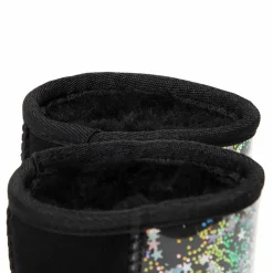 Boots fourrées Laine en Velours de Cuir Glitter noires