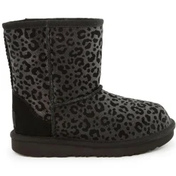 Boots fourrées Laine en Velours de Cuir Classic II Glitter Léopard noires